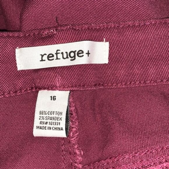Refuge+ Womens Distressed Burgundy Skinny Leggings Size 16 - Picture 3 of 11
